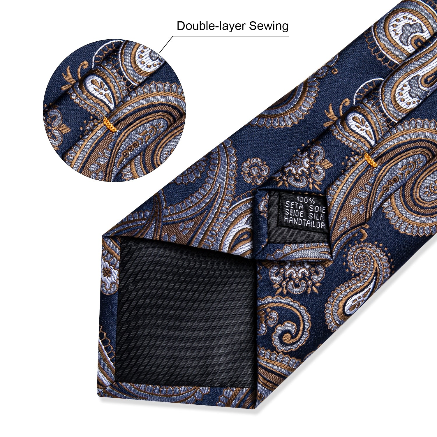 Luxury Blue Gold Paisley Tie Set