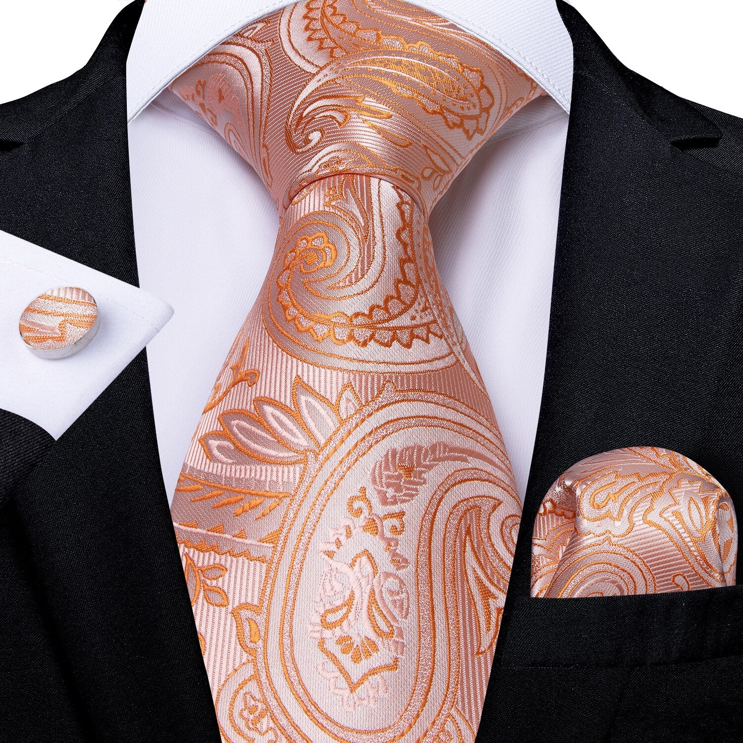 Luxury Blue Gold Paisley Tie Set
