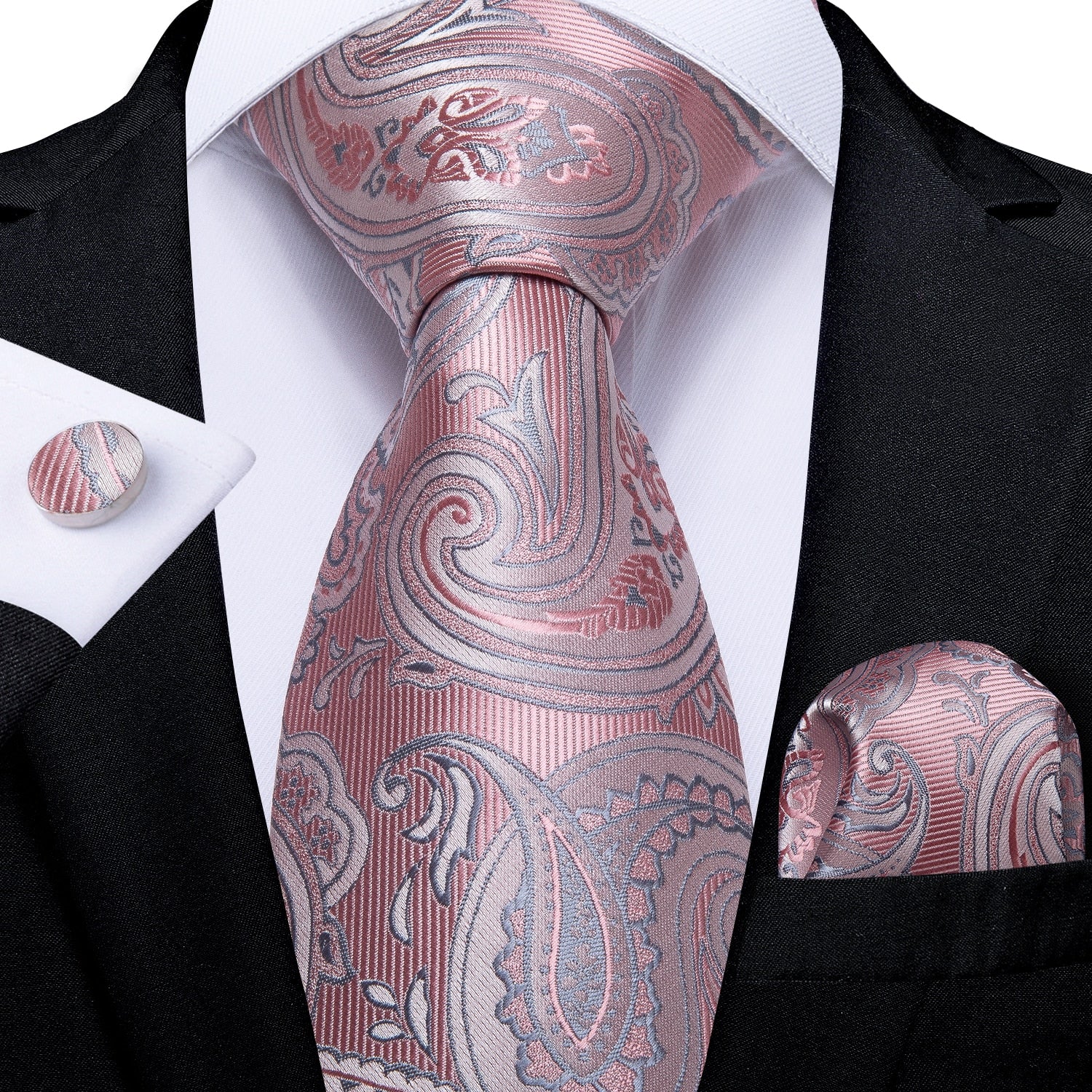Luxury Blue Gold Paisley Tie Set