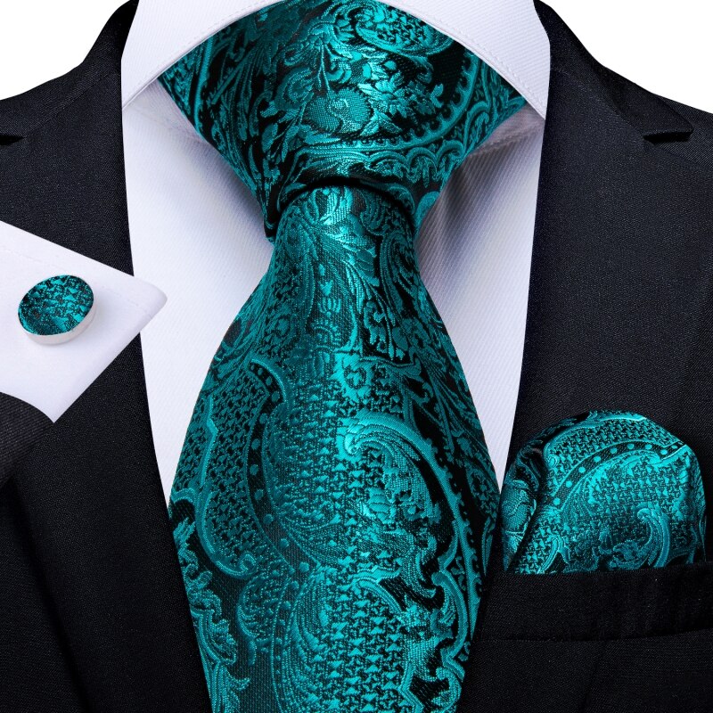 Luxury Blue Gold Paisley Tie Set