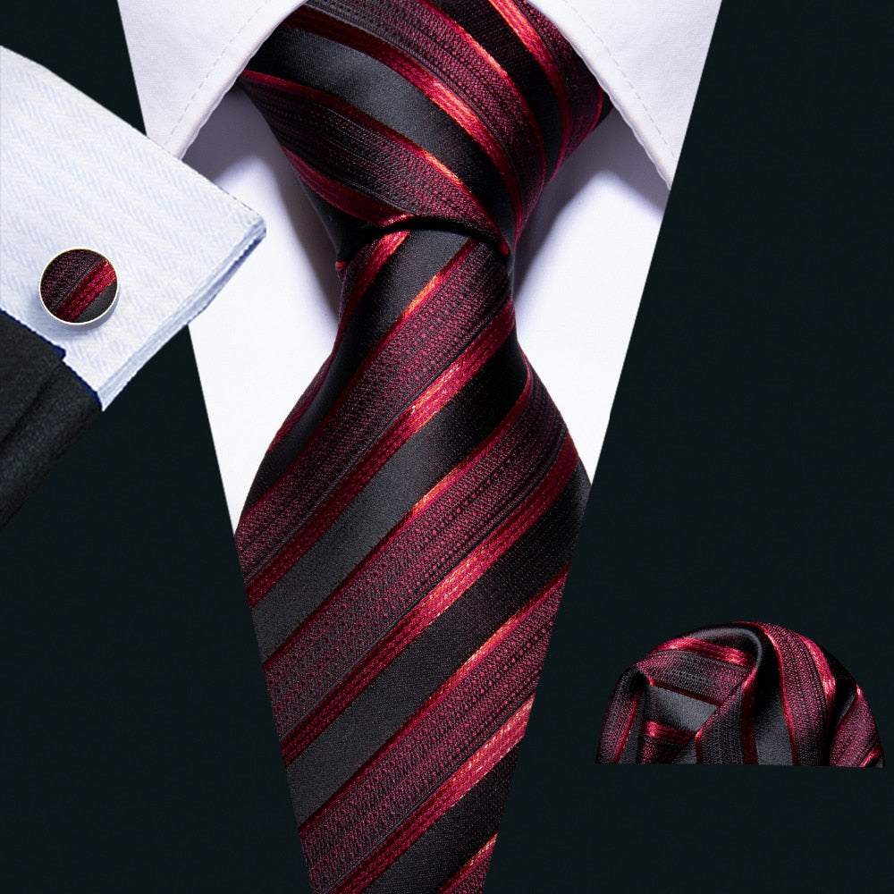 Luxury Silk Striped Tie Set