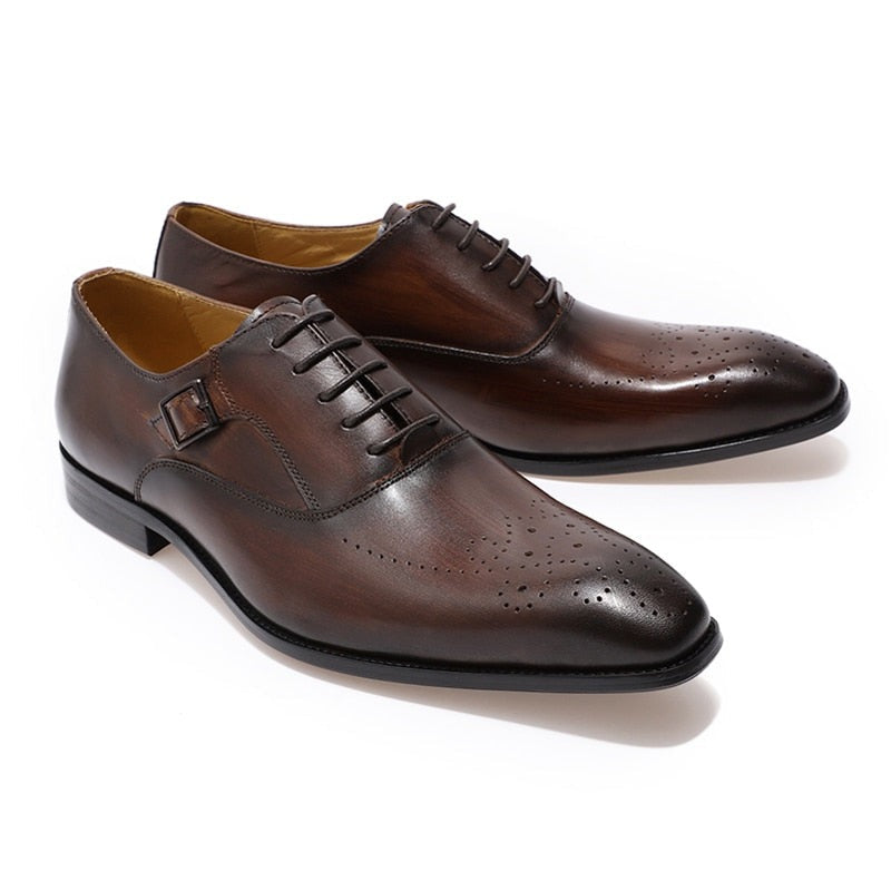 Oxford Shoes Men Buckle Strap