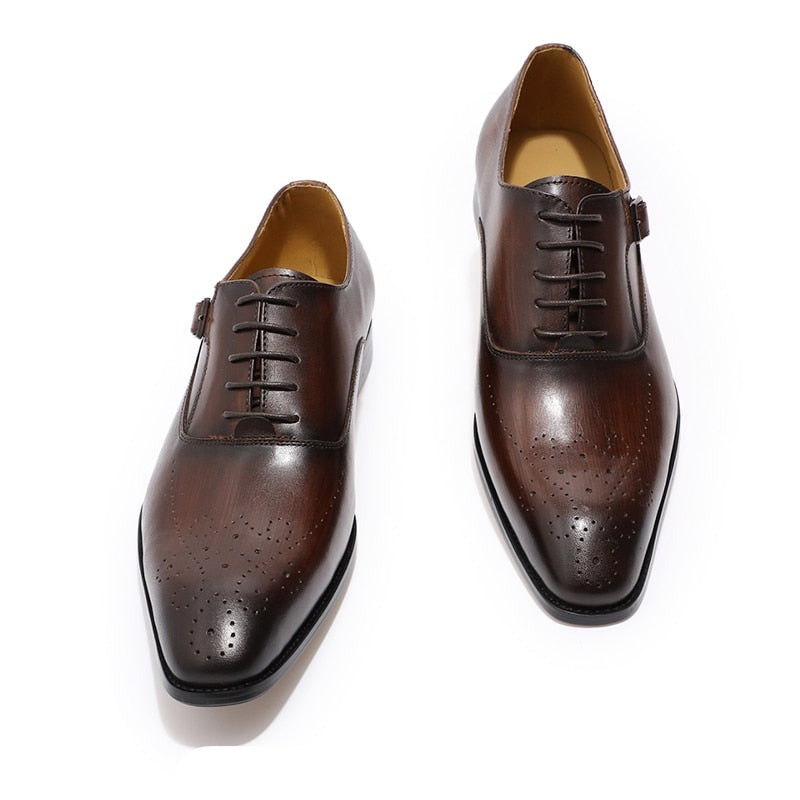 Oxford Shoes Men Buckle Strap