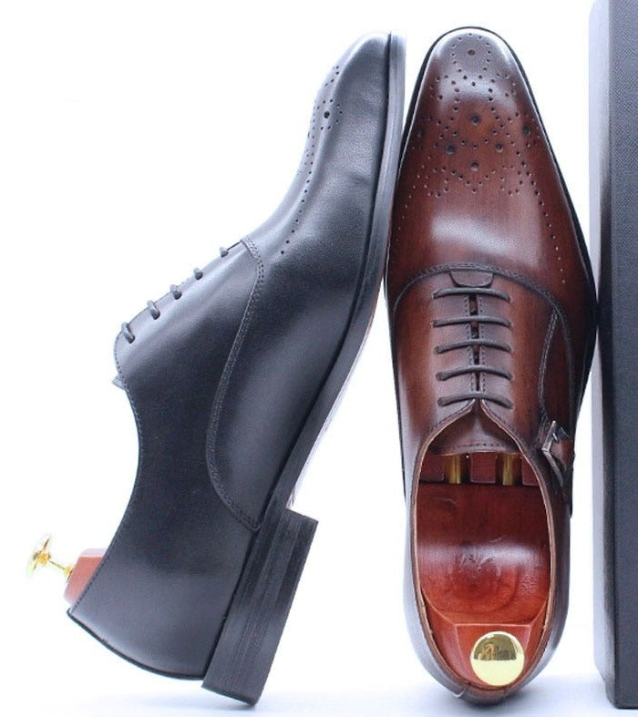 Oxford Shoes Men Buckle Strap