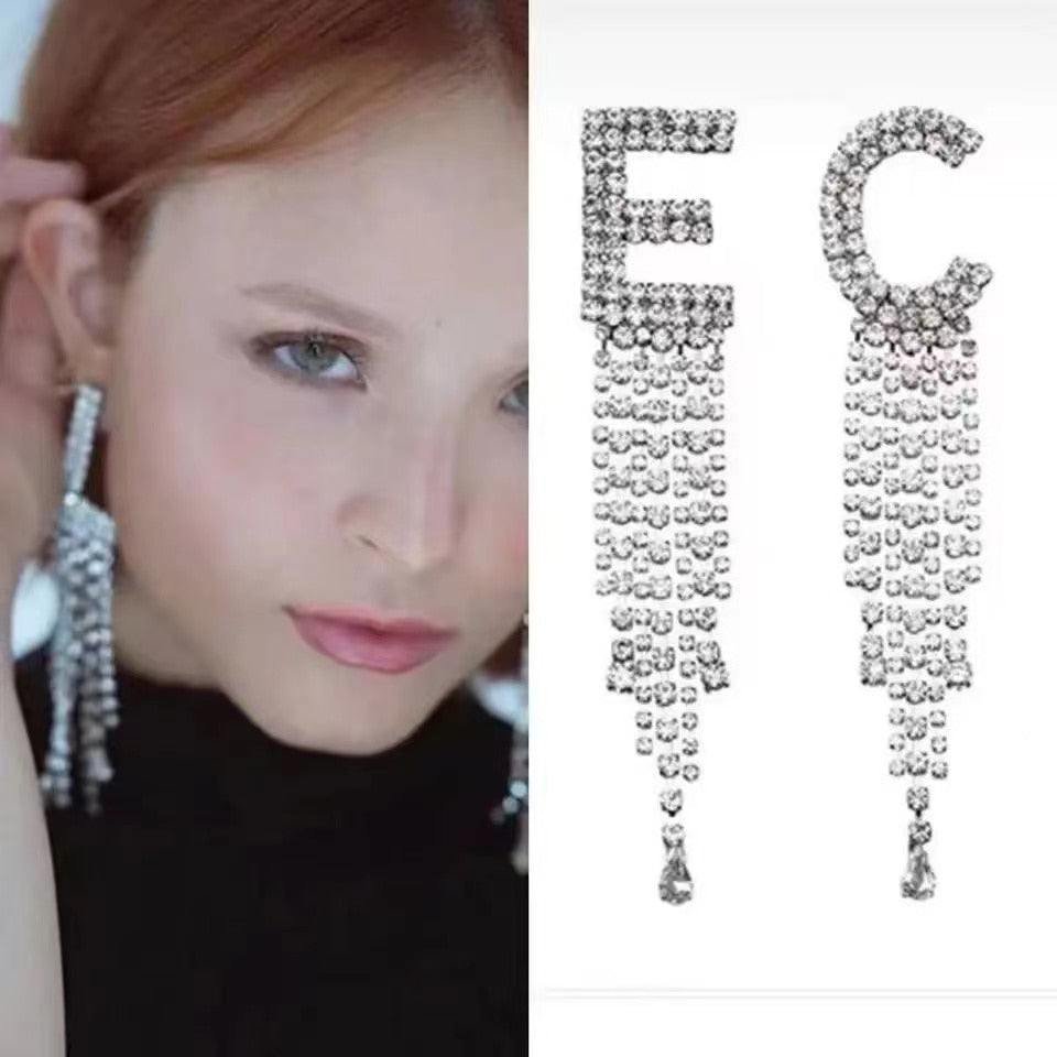 Custom Rhinestone Letter Earrings