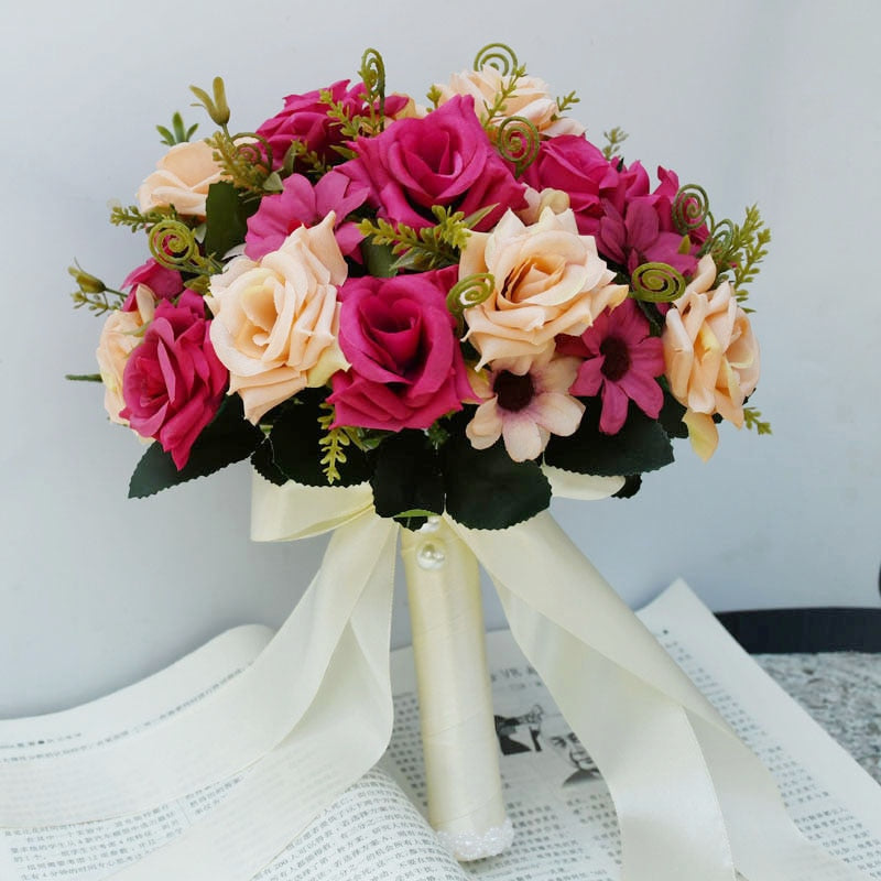 Artificial Natural Rose Wedding Bouquet