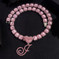 Crystal Pink Cursive Letter Necklace