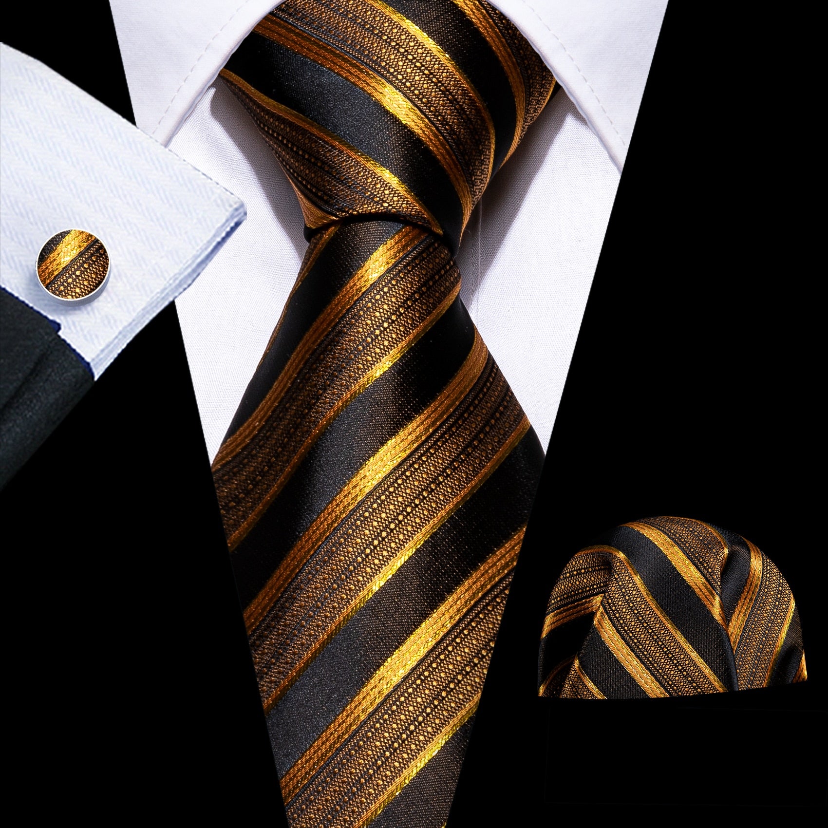 Fashion Gold Striped Tie Set