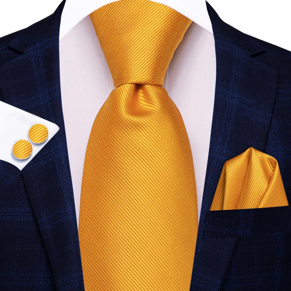Orange Silk Plaid Tie Set