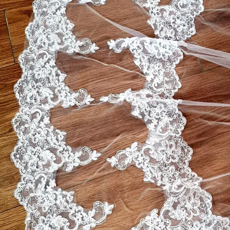 Acrylic Diamond Lace Applique Veil