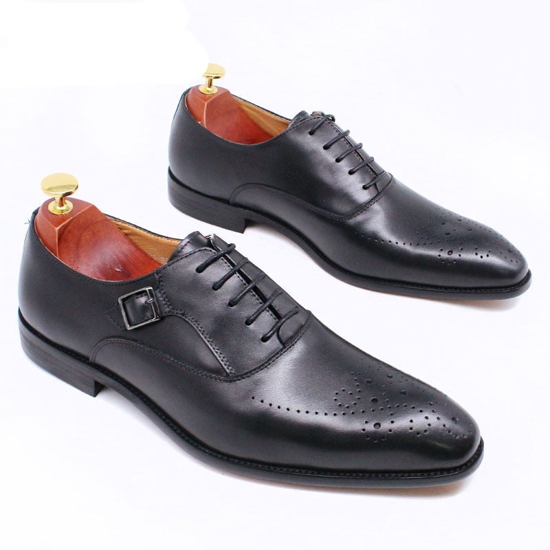 Oxford Shoes Men Buckle Strap