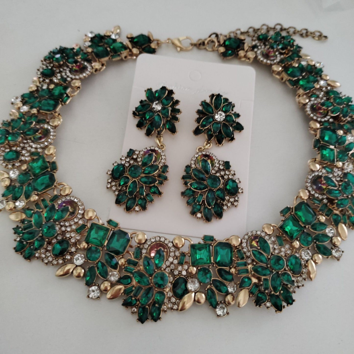 Green Rhinestone Choker Necklace