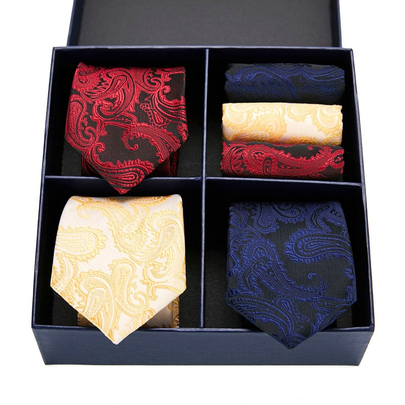 Luxury Pocket Squares Necktie Set