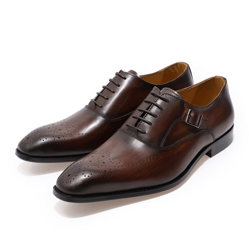 Oxford Shoes Men Buckle Strap