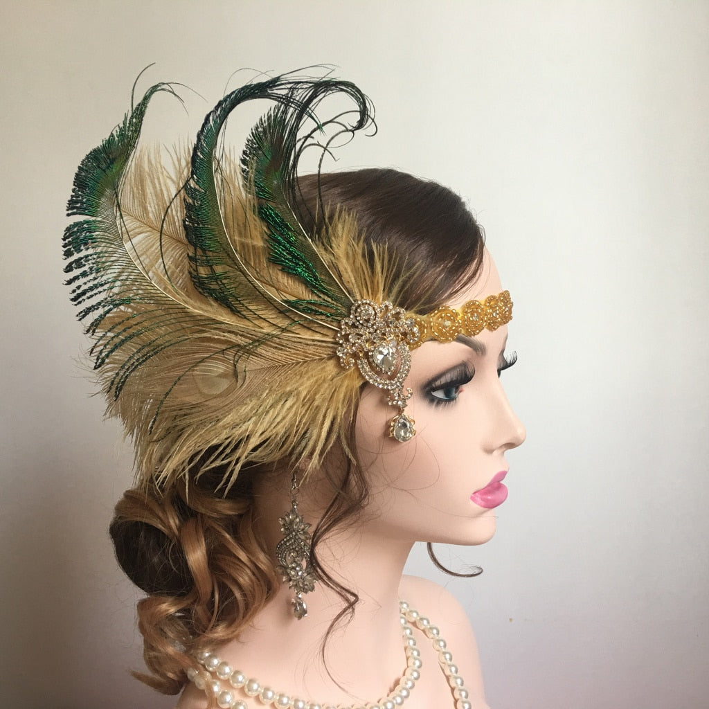 Vintage Gold Feather Headband