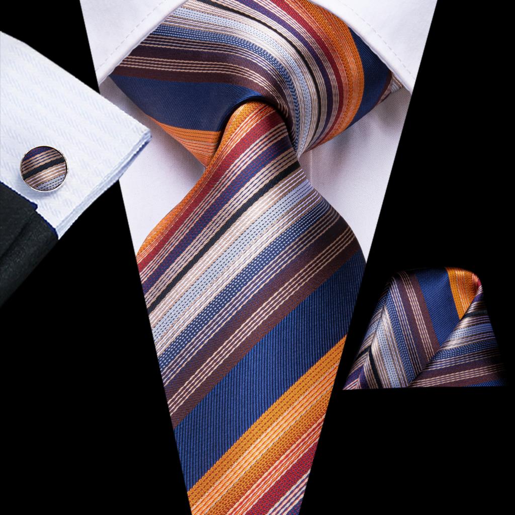 Orange Silk Plaid Tie Set