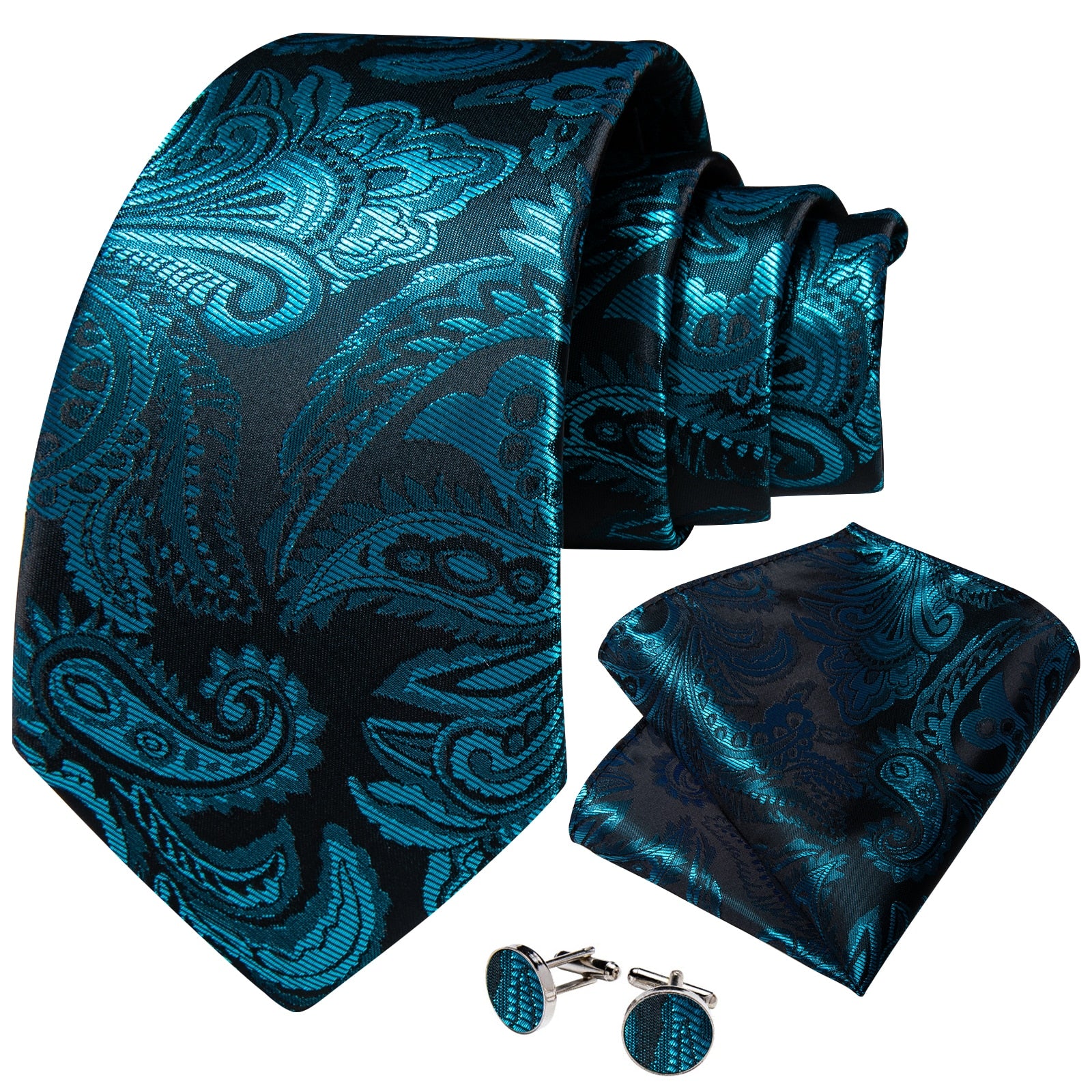 Teal Blue Silk Tie Set