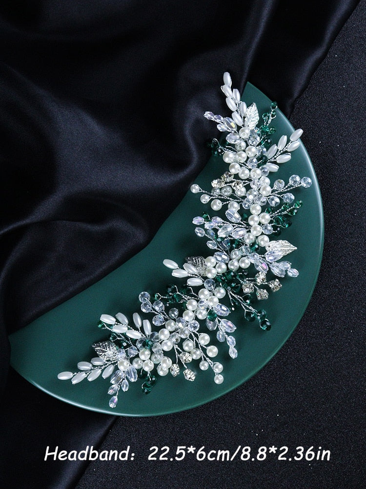 Emerald Bohemian Pearls Hairpiece