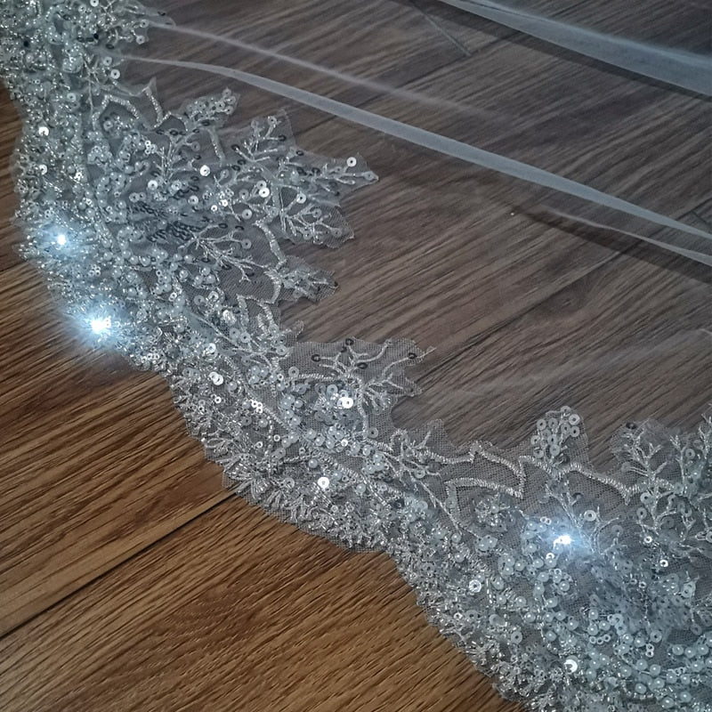 Sequins Beaded Pearl Bridal Wedding Veil design