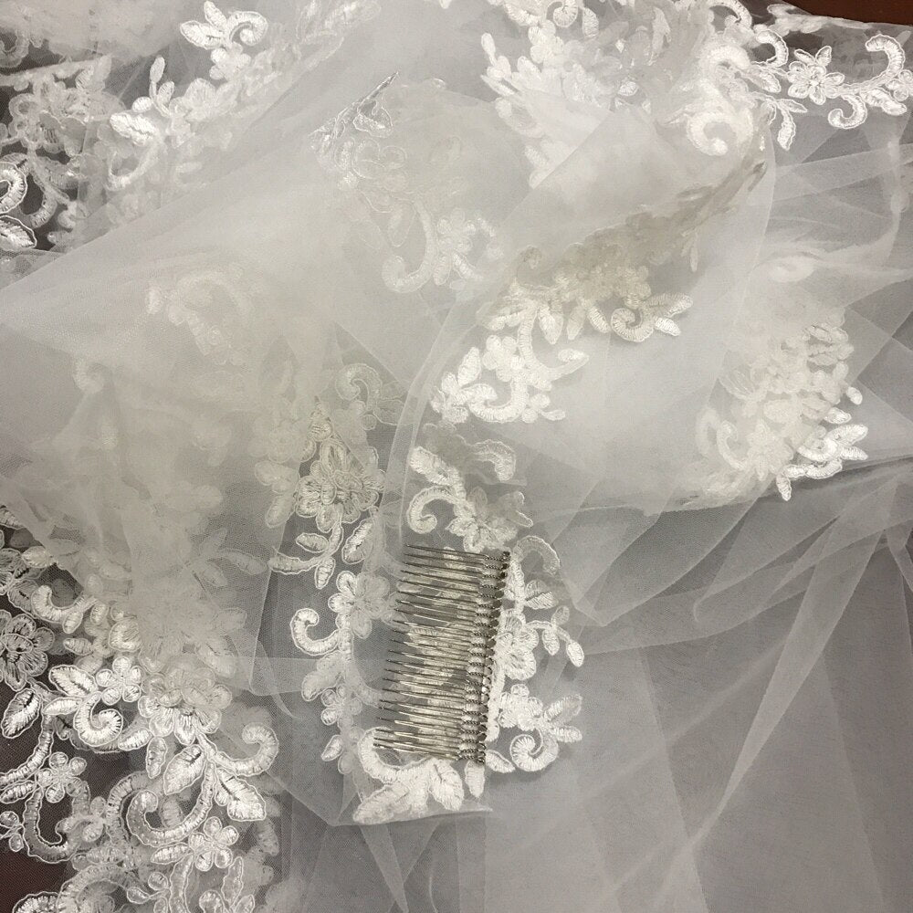 Wedding Bridal Cover Veil Applique Edge design