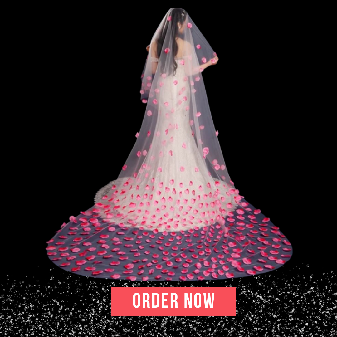 One Layer Lace Pink Petal Veil