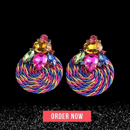 Colorful Crystal Handmade Round Earrings