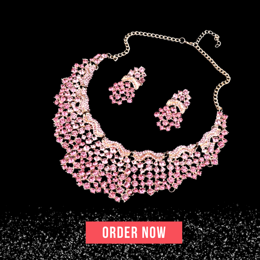 Pink Crystal Jewelry Set