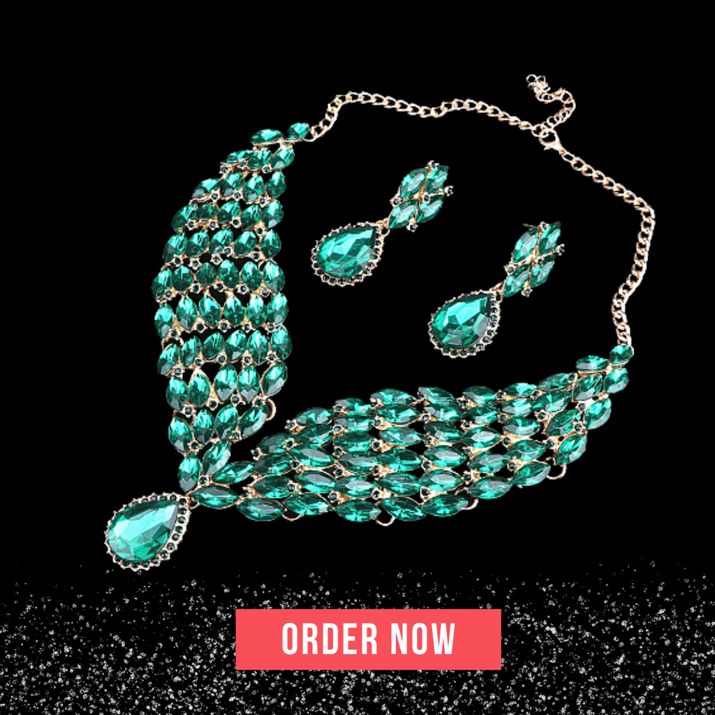 Crystal Statement Necklace Earrings Set