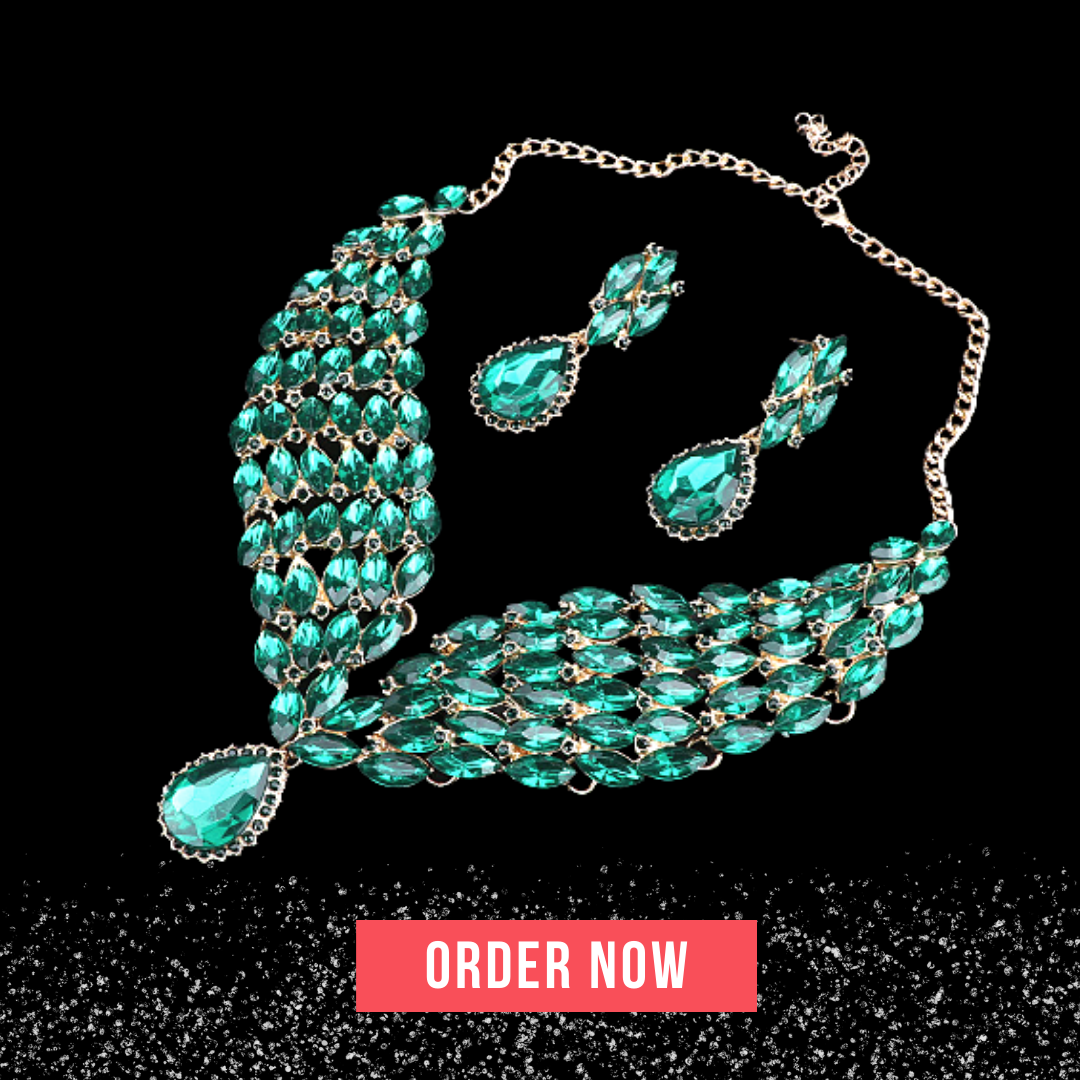 Crystal Statement Necklace Earrings Set