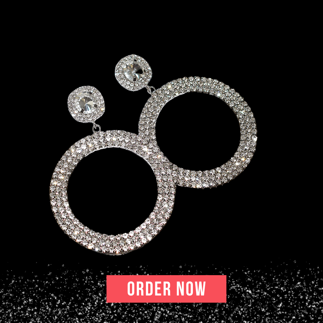 Full Rhinestone Big Circle Pendent Earrings