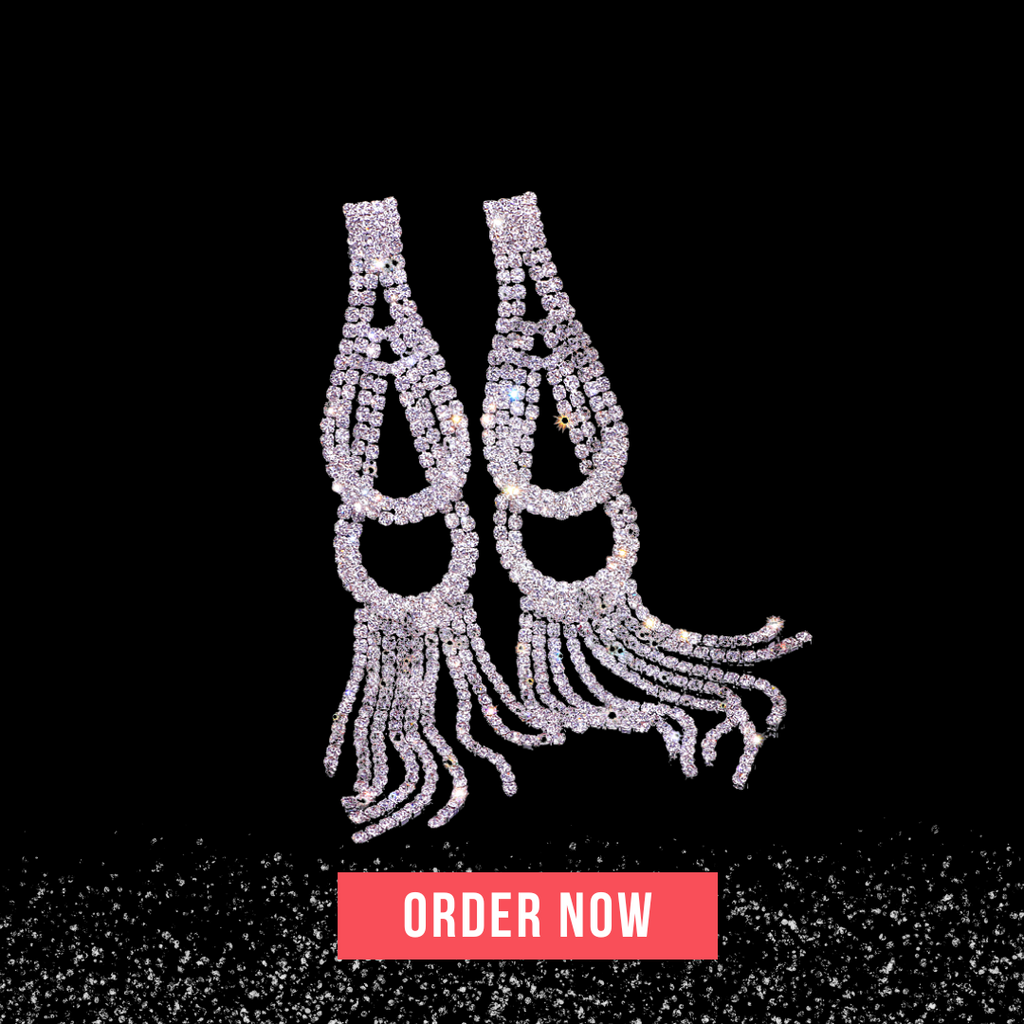 Crystal Rhinestone Tassel Earrings