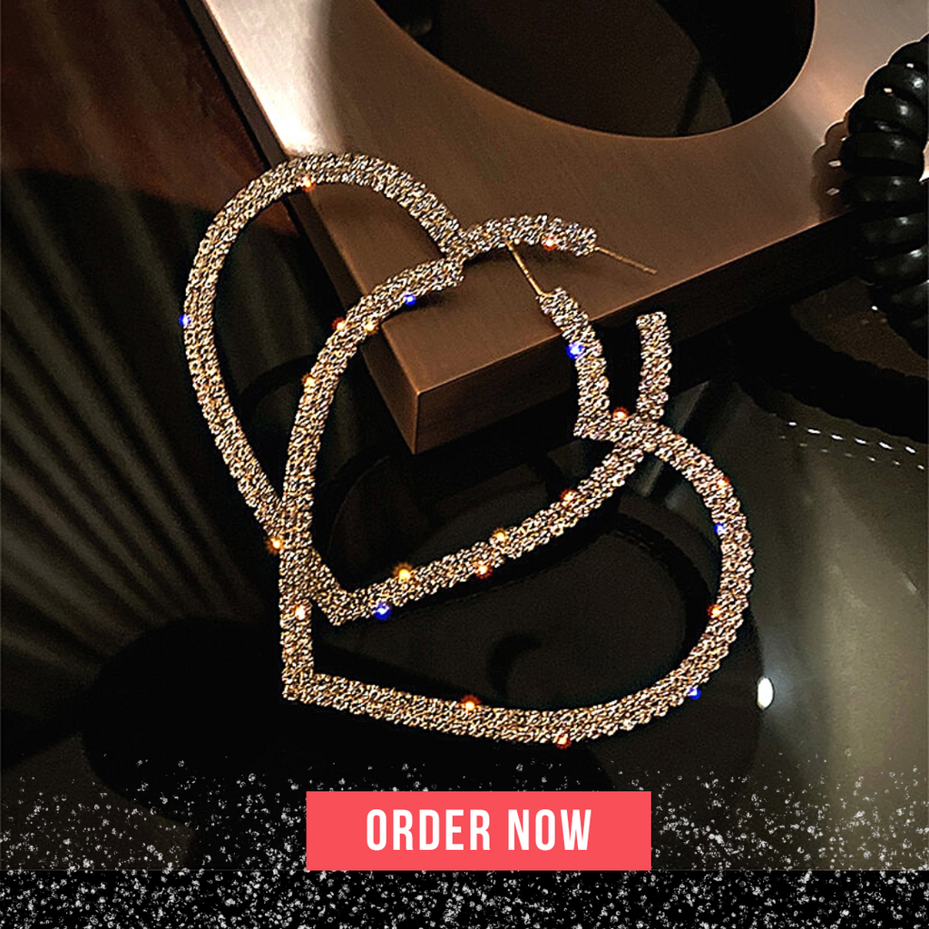Big Heart Crystal Hoop Earrings