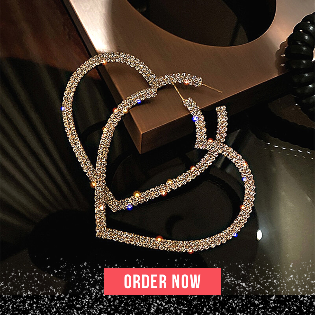 Big Heart Crystal Hoop Earrings