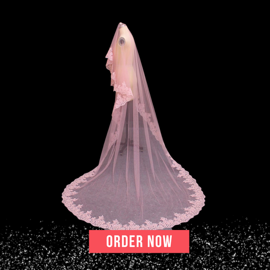 Lace Edge Cover Face Pink Veil