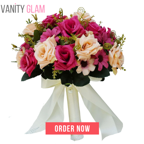 Artificial Natural Rose Wedding Bouquet