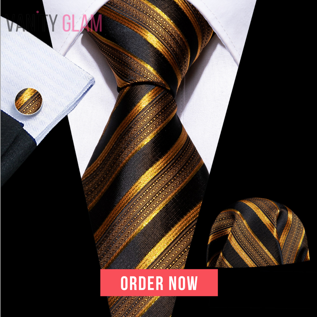 Fashion Gold Striped Tie Set