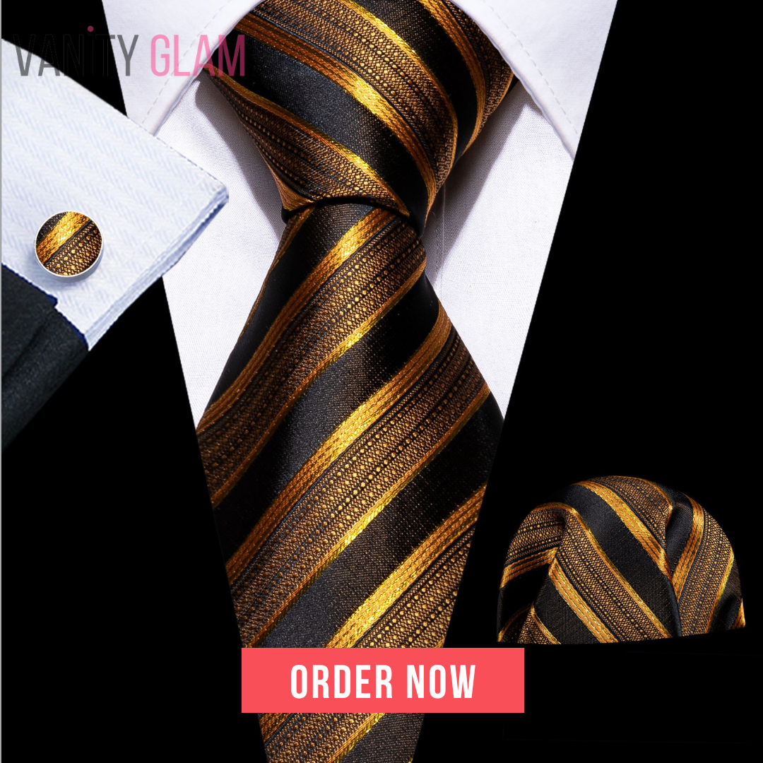 Fashion Gold Striped Tie Set