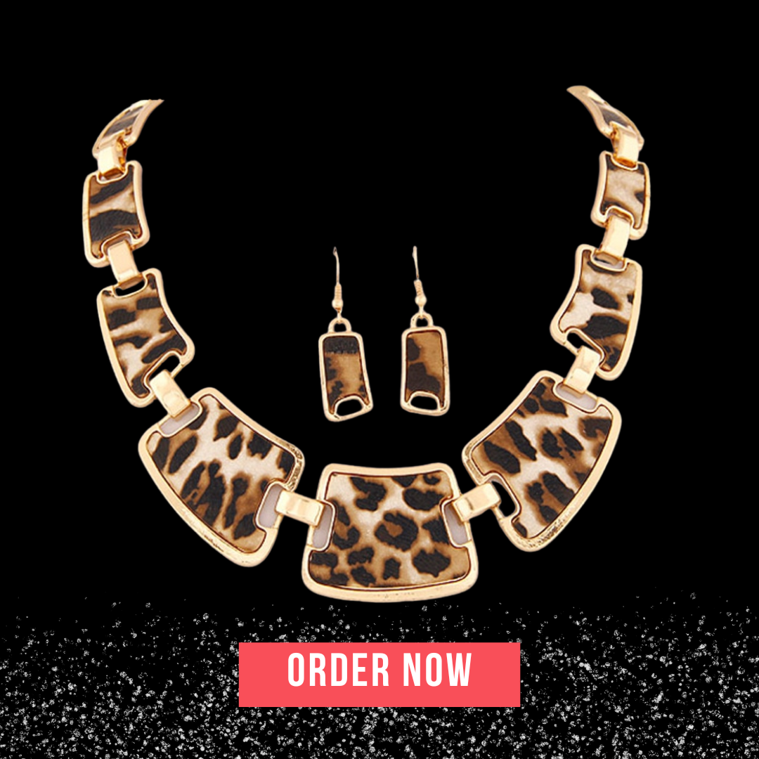 Geometric Leopard Necklace Sets