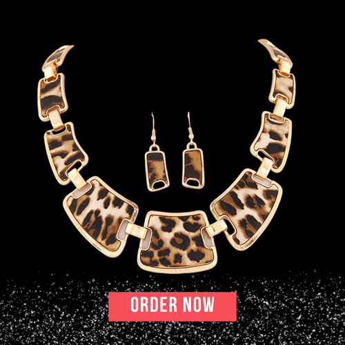 Geometric Leopard Necklace Sets