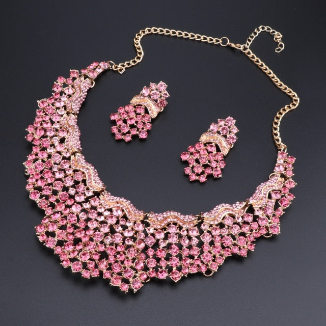 Pink Crystal Jewelry Set
