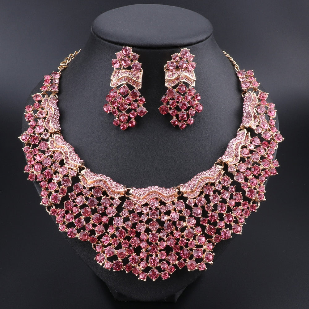 Pink Crystal Jewelry Set