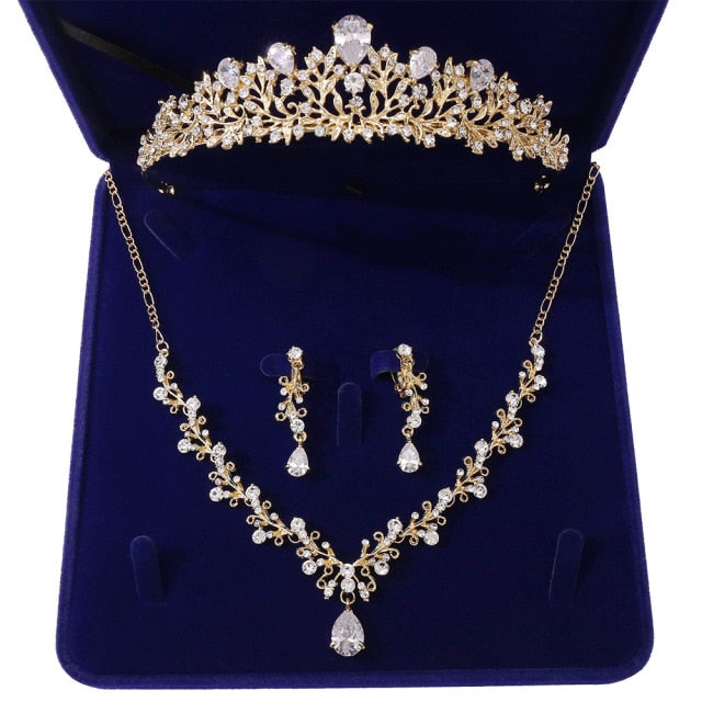 Luxury Crystal Leaf Jewelry Set
