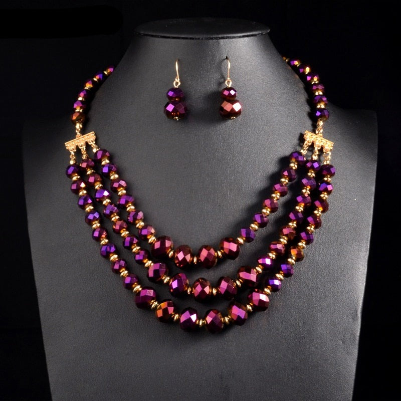 Crystal Necklace Earrings Sets