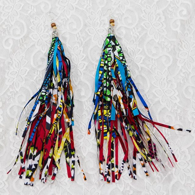 Fabric Handmade Earrings With Tassel