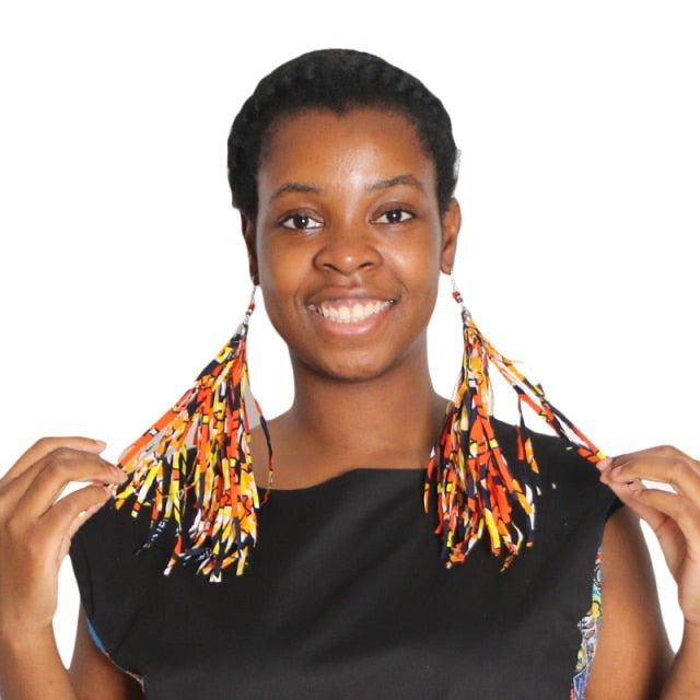 Fabric Handmade Earrings With Tassel