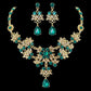Gold Green Red Blue Crystal Jewelry Set