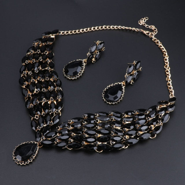 Crystal Statement Necklace Earrings Set