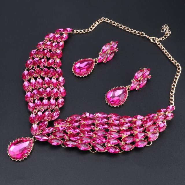 Crystal Statement Necklace Earrings Set