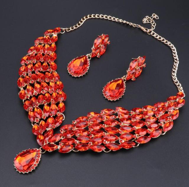 Crystal Statement Necklace Earrings Set