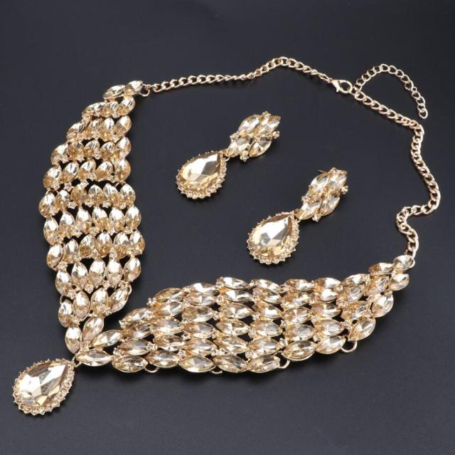 Crystal Statement Necklace Earrings Set